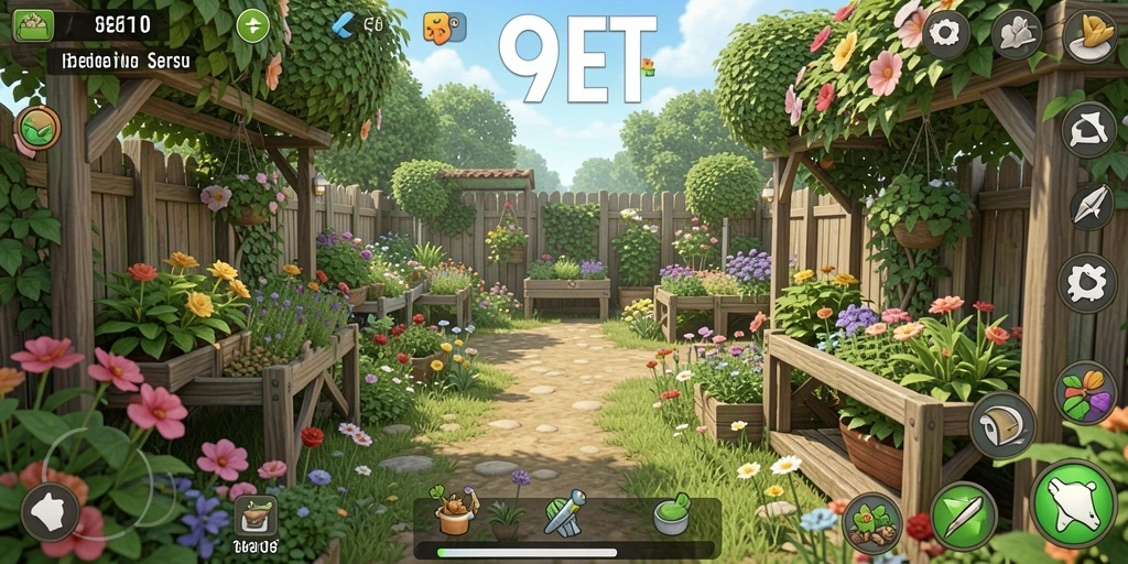 Tampilan menarik dari permainan berkebun di 9ET.