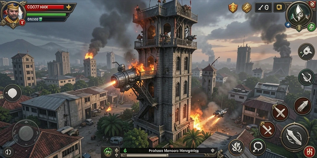 Tampilan gameplay seru dari COO77 dalam genre Tower Defense.
