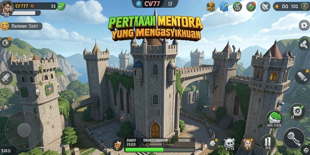 Tampilan seru dari gameplay Tower Defense di CV777.