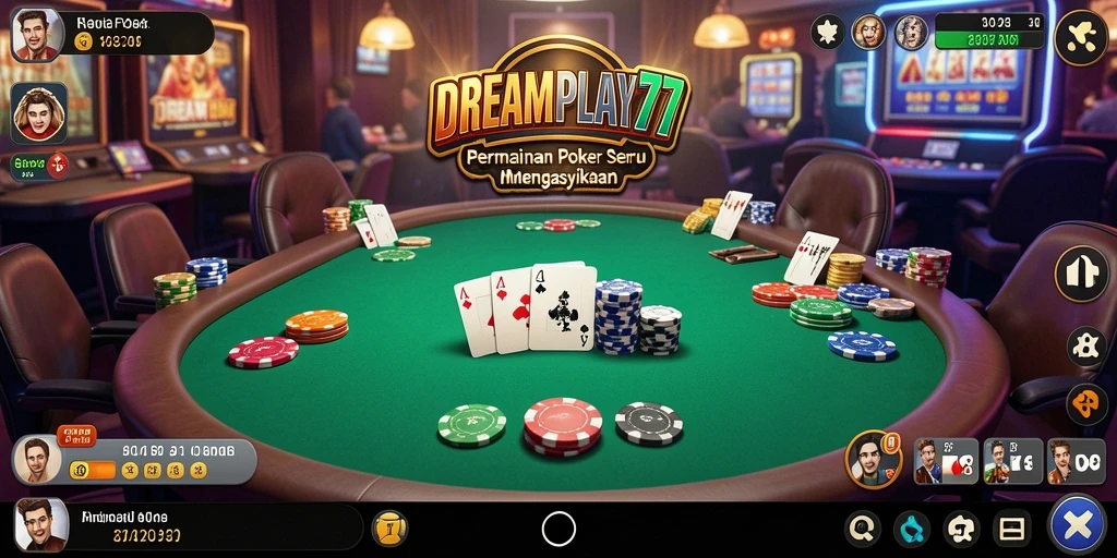 Screenshot menampilkan gameplay Poker yang intens dan penuh strategi.