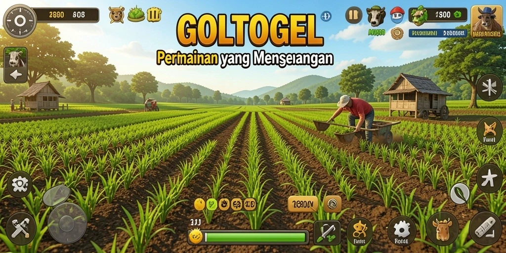 Screenshot gameplay GOLTOGEL menampilkan suasana pertanian yang menarik.