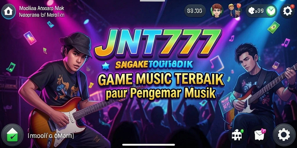 Screenshot utama JNT777 menampilkan gameplay seru dengan musik dan tantangan.