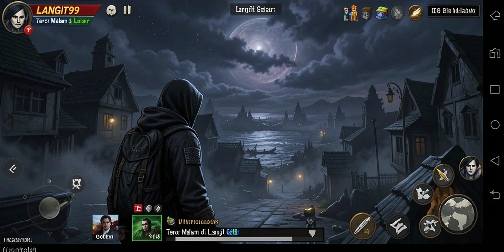 Tampilan gameplay menegangkan di LANGIT99 dengan suasana horor yang kental.