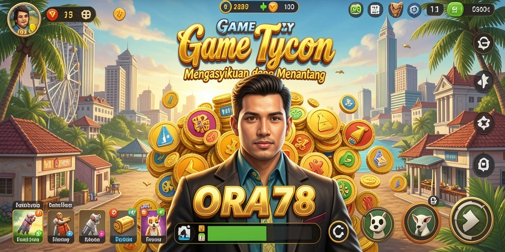 Screenshot gameplay <strong>ORA78</strong> menunjukkan strategi manajemen bisnis yang mendalam.