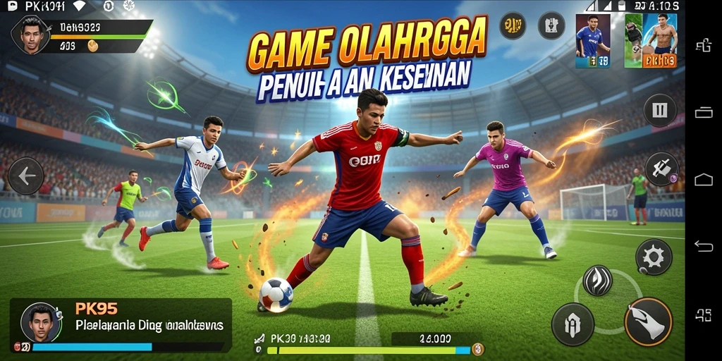 Tampilan gameplay PK95 menampilkan aksi olahraga yang dinamis dan mendebarkan.