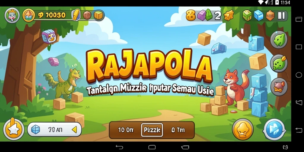 Tampilan gameplay puzzle RAJAPOLA yang seru dan menarik.