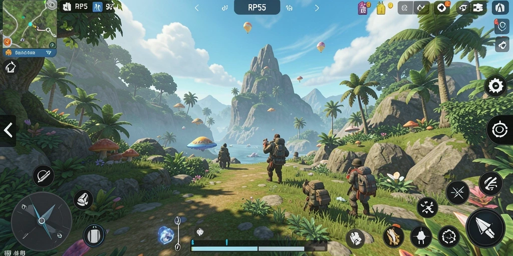 Tampilan gameplay menawan dari RP55 yang penuh warna.