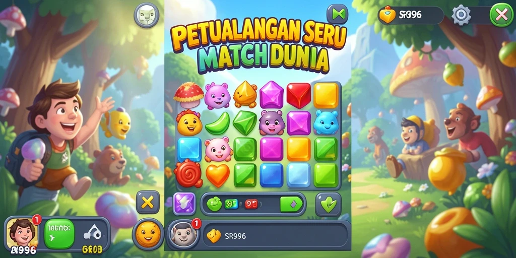Tampilan gameplay SR996 yang menarik dalam lembaran Match-3.