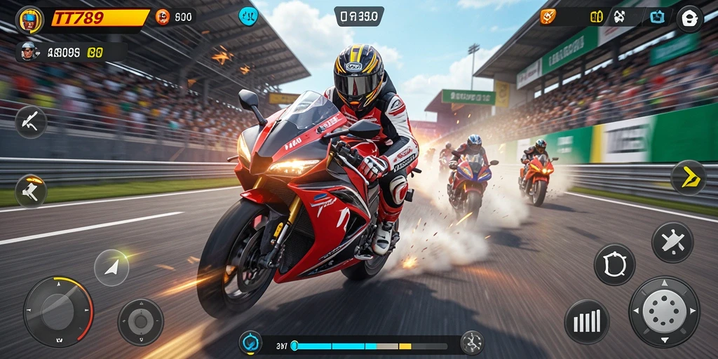 Tampilan luar biasa dari gameplay balapan motor yang seru