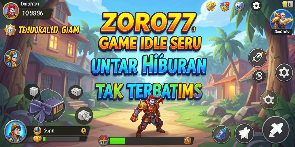 Screenshot gameplay ZORO77 menunjukkan karakter yang sedang mengumpulkan sumber daya.